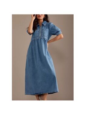 Aligne Gabriella Denim Short Sleeve Midi Dress size 4
